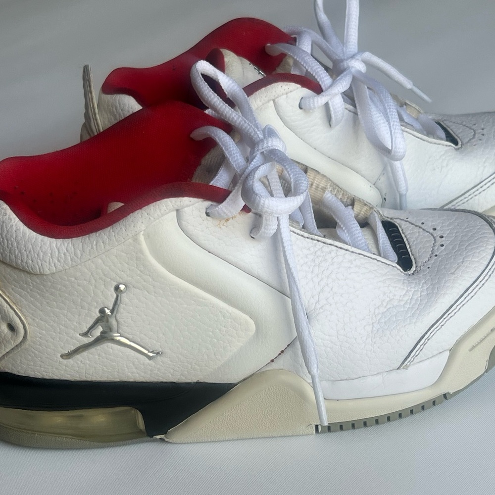 Jordan White and Red Low-Top Sneakers